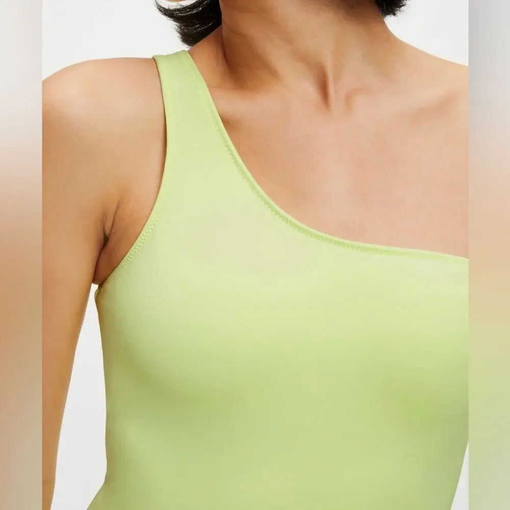 Good American One Shoulder Swimsuit Size 4X Black Compression NWT